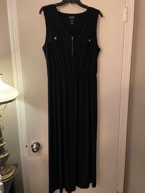 Soho Navy Blue Maxi Dress with Gold Accents